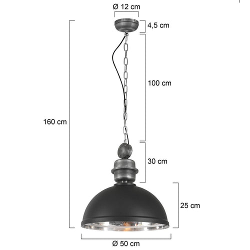 Mexlite hanglamp Gaeve - 1 lichts - 50x 150 cm - zwart - vtwonen shop