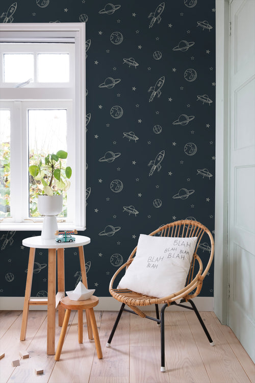ESTAhome behang planeten in de ruimte donkerblauw - 53 cm x 10.05 m - 139422 - vtwonen shop