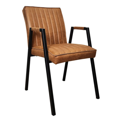 StarFurn Eetkamerstoel Tivoli - Cognac - Incl. Armleuning - 52x65x88cm - Set van 2 - vtwonen shop