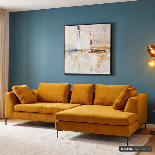 Kare Design Hoekbank Gianni 290cm rechts fluweel goud