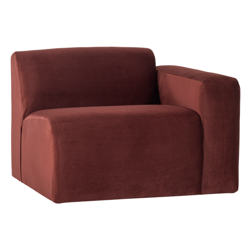 WOOOD 1-zits bank arm rechts vel. kastanjebruin Mojo Base - 74x105x97
