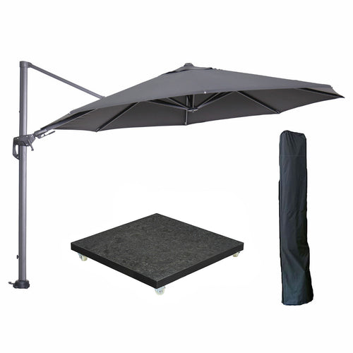 Garden Impressions zweefparasol Hawaii donker grijs 350x350 cm + 90 kg voet en hoes