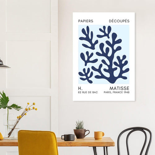 Artfulprints  Matisse – Coral shadows navy blue I   poster A4 21x29.7 cm - vtwonen shop