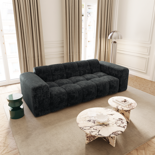 Premium Interiors - Sofa BLOOM - fluweel met reliëf antraciet grijs 241cm