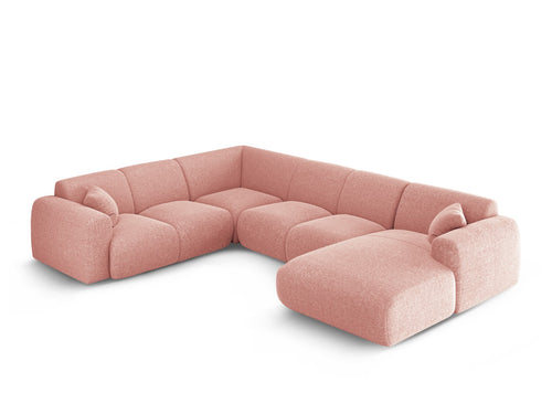 Cosmopolitan Design Panoramische hoekbank links Nolio 6-zits, chenille roze - 252x342x72cm