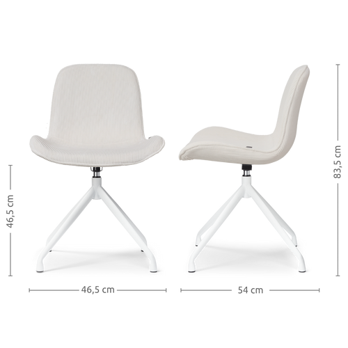 Nolon Nola-Fé Draaibare Eetkamerstoelen Set van 2 Rib Crème - Wit - vtwonen shop