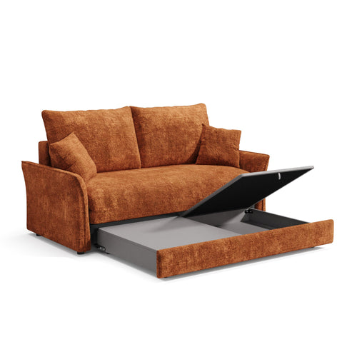 Premium Interiors - Slaapbank CHERY - getextureerd fluweel terracotta 176.5cm
