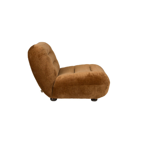 Dutchbone Wyatt Fauteuil Velours Cognac Bruin