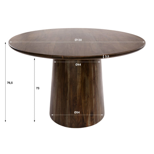 Giga Meubel Eettafel Central - Rond Bruin Hout - Ø130cm