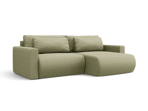 Cosmopolitan Design Omkeerbare converteerbare hoekbank met opbergdoos Belfast 3-zits, structurele stof asperge - 149x240x84cm