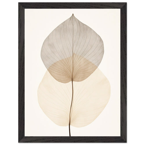 Artfulprints Poster met Lijst Japandi leaf   - 30x40 cm - Taupe