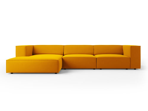 Cosmopolitan Design linker hoekbank Arendal 4-zits, flueel, geel - 166x284x70cm