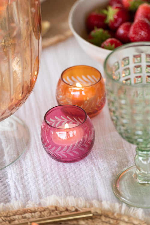 J-Line kaarshouder Bladeren Rond - glas - mix - 3 stuks - vtwonen shop