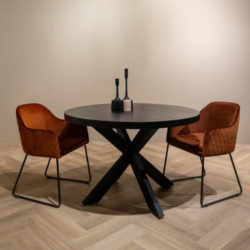 Livingfurn eetkamerstoel Benthe - Rust Copper Velvet - stof - vtwonen shop