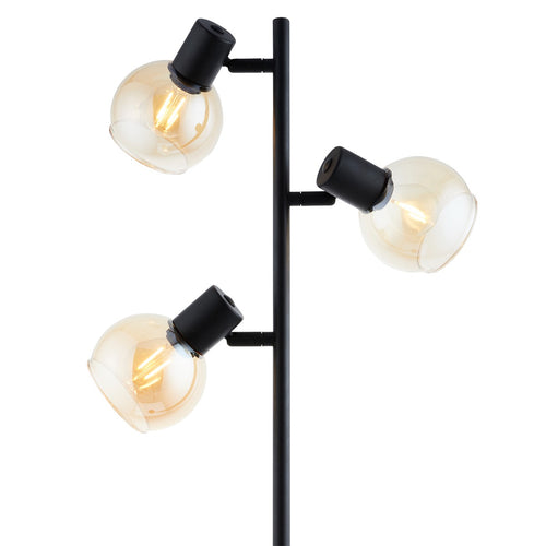 Lighto | Art deco vloerlamp zwart met goud glas 3-lichts | Juna