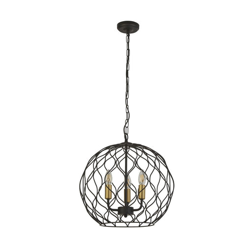 Searchlight FINESSE - 3-lichts ronde plafondlamp - zwart met gouden lamphouders