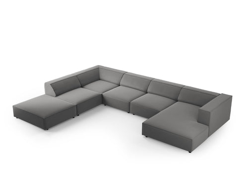 Cosmopolitan Design Panoramische hoekbank links Arendal 7-zits, flueel, cement - 262x364x70cm