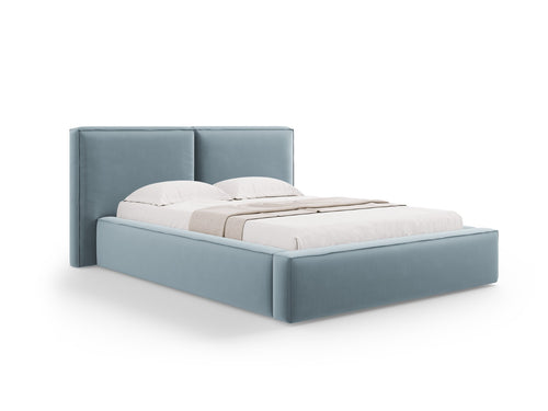 Micadoni Opbergbed met hoofdeinde Jodie 140x200cm, flueel, lichtblauw - 228x194x108cm