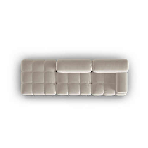 Cosmopolitan Design - Linker modulaire bank Cortina 4-zits, flueel donkerbeige - 94x282x70cm