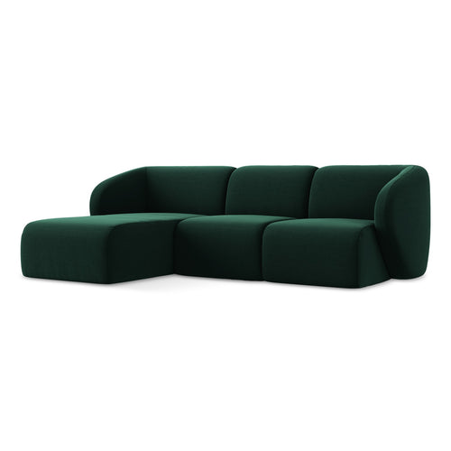 LaMiaSofa hoekbank links Cervo - velours - flessengroen - 248x166x81