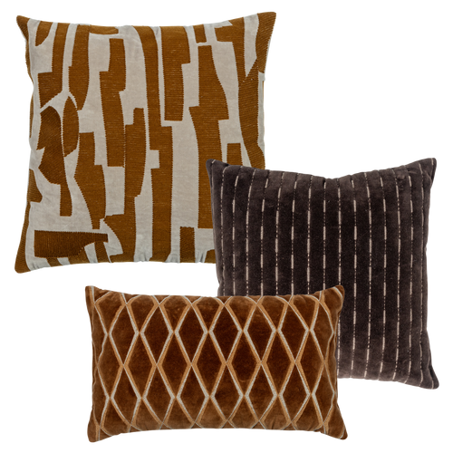 WOOOD kussens Isai - Katoen - Bruin - Set van 3 - vtwonen shop