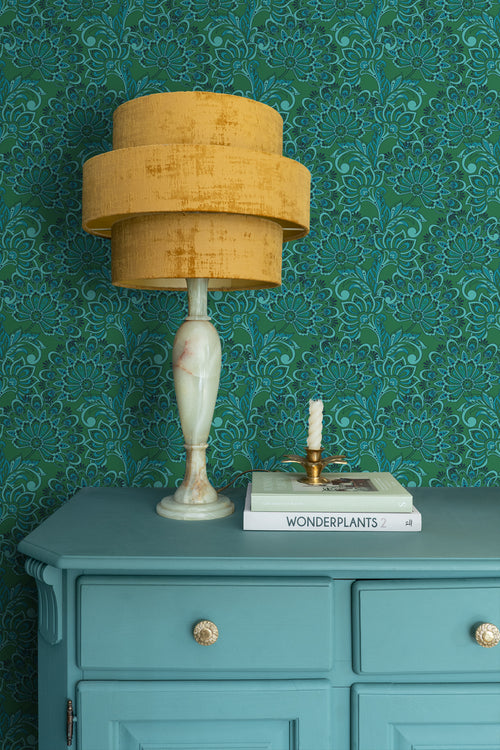 ESTAhome behang vintage bloemen donkergroen - 50 x 900 cm - 131090 - vtwonen shop