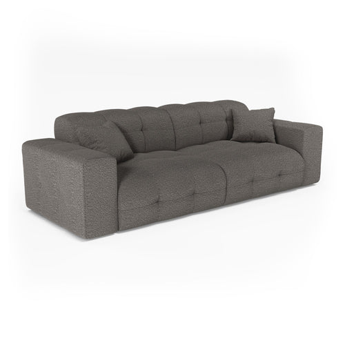 Premium Interiors - Bank COCOON - bouclé-stof grafietgrijs 230cm