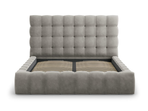 Cosmopolitan Design Opbergbed met hoofdeinde Bali 140x200cm, flueel, lichtgrijs - 230x165x125cm
