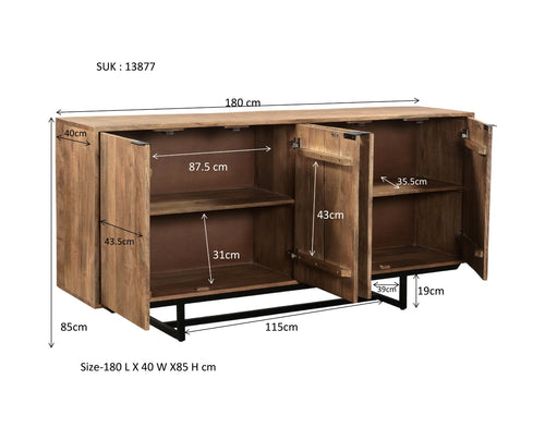 Livingfurn dressoir Valdez - 180cm - mangohout