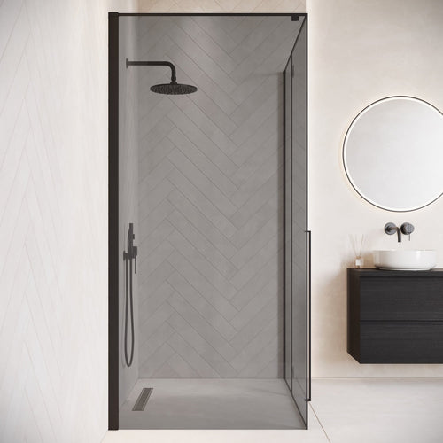 Badplaats Douchecabine Vancouver 90 x 120 x 190 cm - Zwart - Rookglas - Douchewand met Draaideur