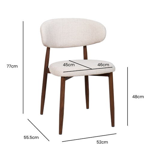 DÉJA Living Eetkamerstoel Skara - Beige/Walnoot - Set van 2