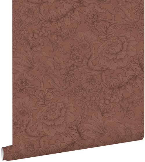 ESTAhome behang bloemmotief terracotta - 50 x 900 cm - 131854