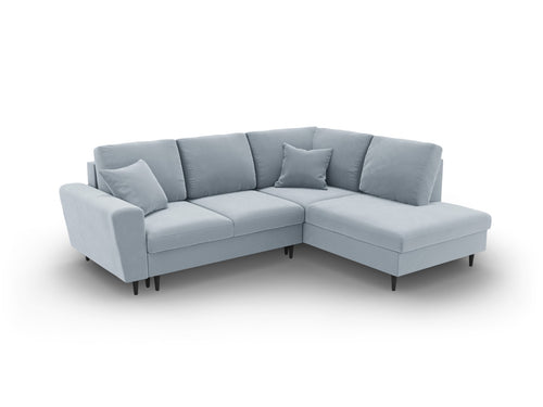 Cosmopolitan Design Converteerbare hoekbank rechts met opbergdoos Kyoto 5-zits, flueel lichtblauw - 194x243x88cm
