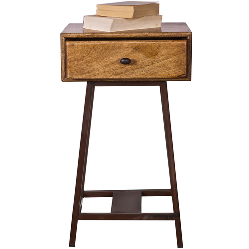 BePureHome sidetable Skybox - Hout/Metaal - Naturel - 70x45x30 - vtwonen shop