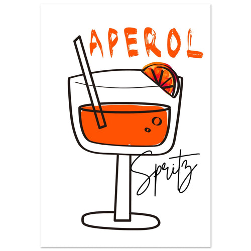 Artfulprints Poster Aperol Spritz - Minimalistic   - A4 21x29.7 cm - Oranje