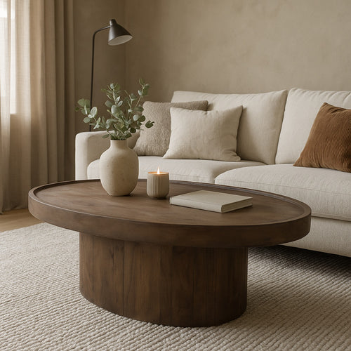 DÉJA Living Salontafel Sola Ovaal - Mangohout - Donkerbruin - 120x65x39cm