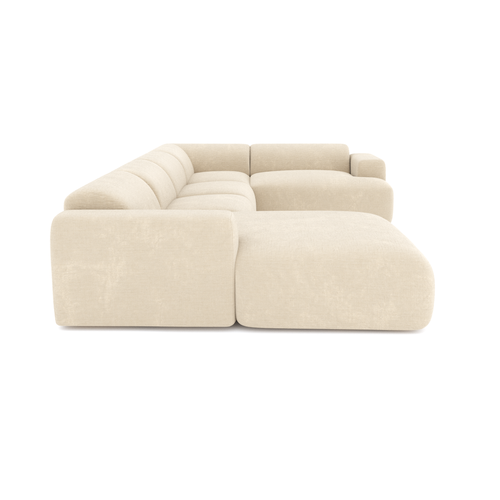Sia Home - Panoramische bank, links MYRA - getextureerd fluweel crème 354cm