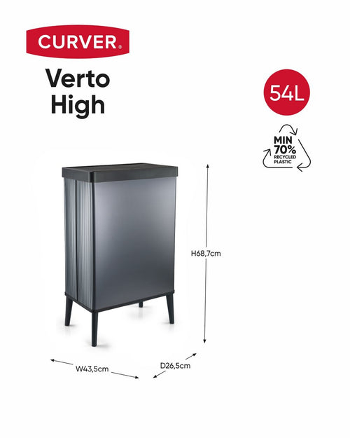 Curver Verto High - Prullenbak 54L - Grijs Blauw - 44x27x69cm - vtwonen shop