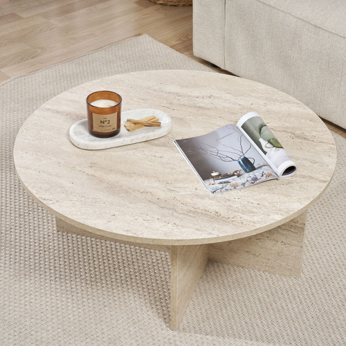 Calicosy - SOLEIL Salontafel met afgerond blad - Naturel - 90x90x40 cm