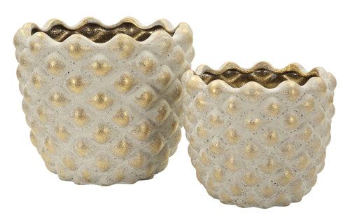 Mauro Ferretti cachepot - set van 2 - Ø 23x18 - 18,5x15,5 cm - bruin