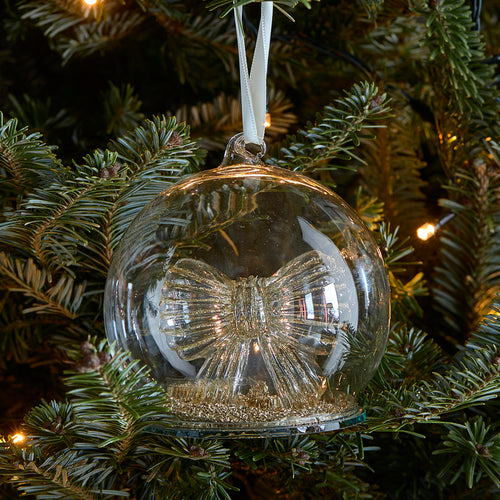 Rivièra Maison Glittery Bow Ornament Dia 10 - Glas - Goud - vtwonen shop