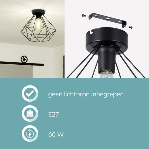EGLO plafondlamp Tarbes - e27 - ø 32,5 cm - zwart