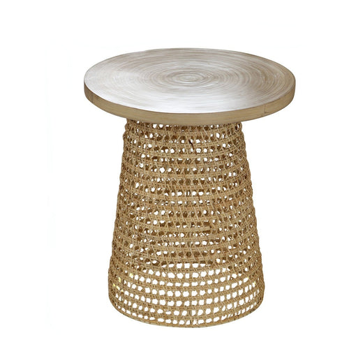 Calicosy - Bamboe tafelblad met rotan voet  40x40x45 cm