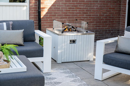 Cube lounge tafel - 100x100 cm - mat wit - reflex black - vtwonen shop