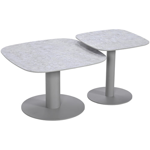 Bosco set van 2 loungetafels - taupe - Fibrestone/aluminium