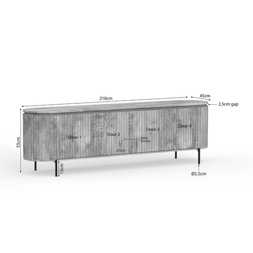 StarFurn Tv-meubel Solana - Naturel Hout - 210x45x55cm