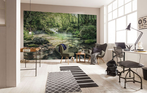 Sanders & Sanders fotobehang landschap met water groen - 400 x 250 cm - 612566