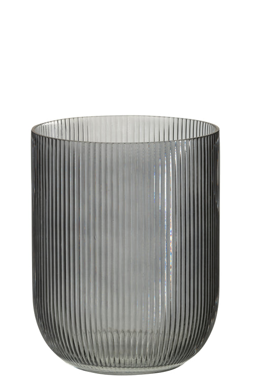 J-Line vaas Gestreept - glas - zwart - medium
