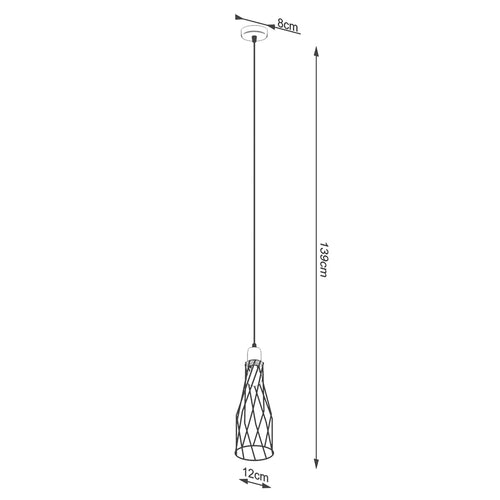 Sollux Lighting Hanglamp SUBA 1 zwart - 12x12x139cm