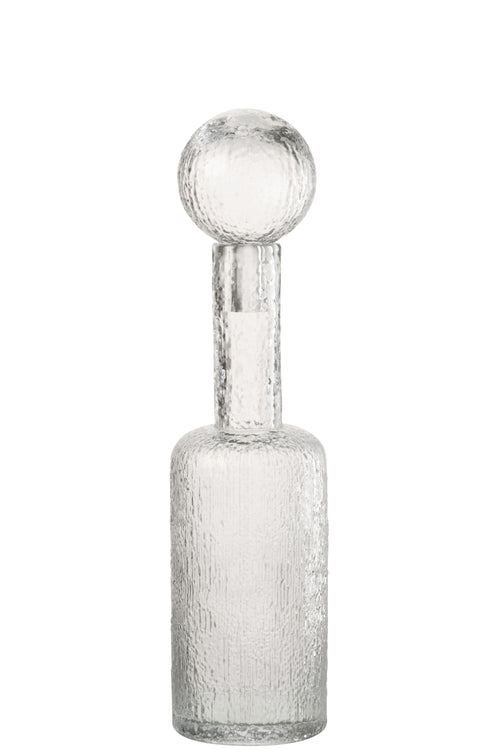 J-Line decoratie Fles Reliëf - glas - transparant - medium